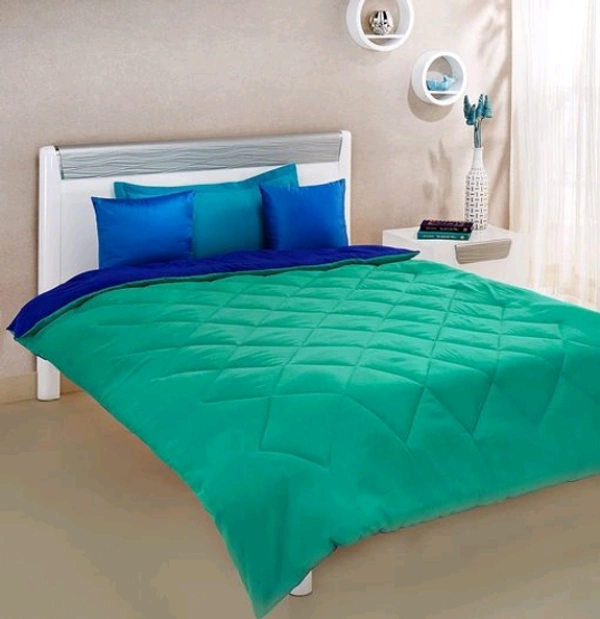 Relaxfeel 250 GSM Premium Luxury 5 Star Microfibre Reversible Soft Plain Quilted 90x100 Inch Double Bed Comforter / Quilt / Duvet / Razai / Rajai ( Green/Blue ) - Free Size, Green / Blue, Microfiber, Rajai, Pack of1
